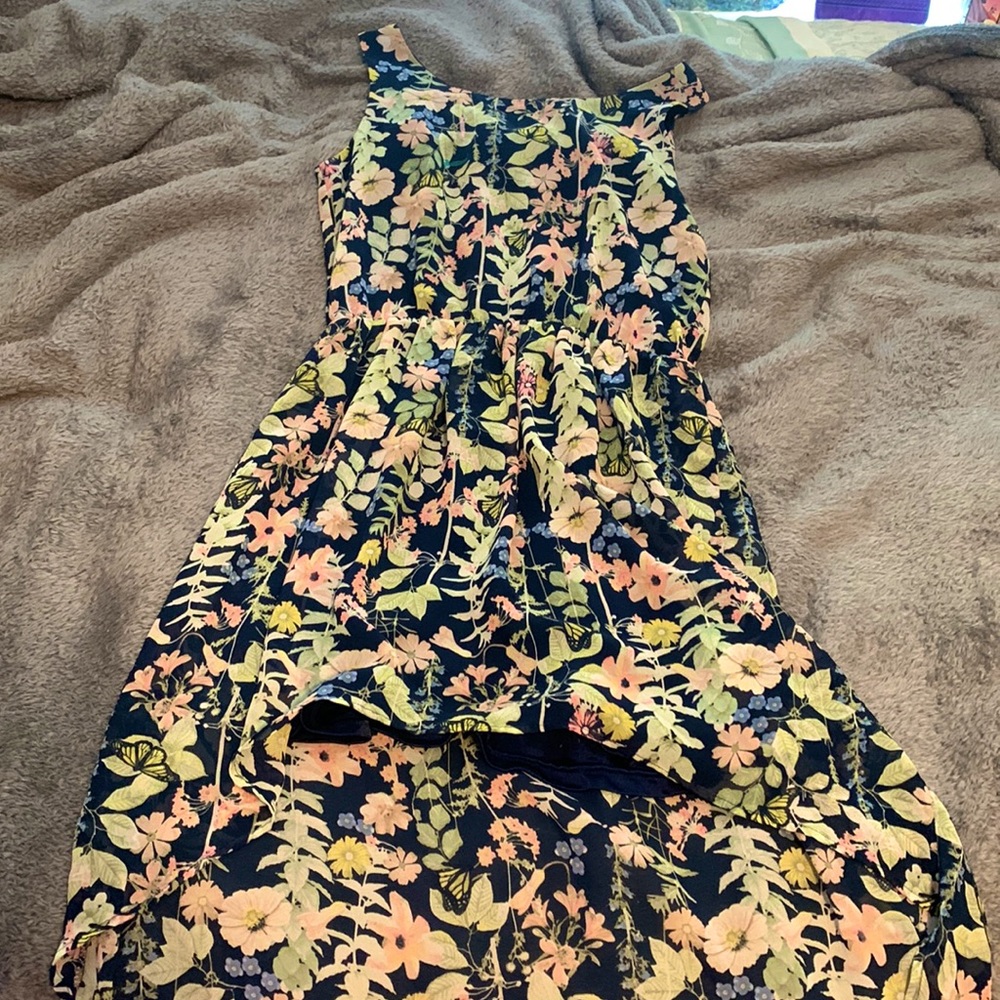 Flower printed colorful dress with longer back